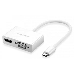 Перехідник ugreen MM123 USB type C to HDMI+VGA converter white (30843)