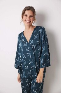 Піжама women'secret FEATHER COLLECTION жіноча колір зелений сатин 2548216