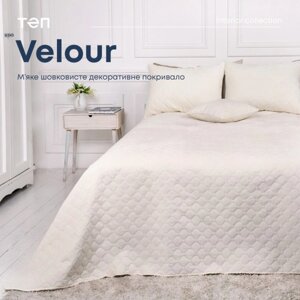 Покривало полуторне ТЕП Velour 150х210 см Молочний/Ромб круглий 94-00515_22466)