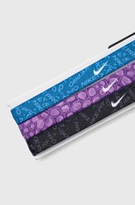 Пов'язки на голову Nike Printed 3-pack колір чорний