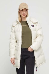 Пухова куртка Tommy Jeans жіноча колір бежевий зимова