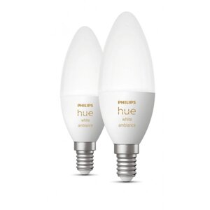 Розумна лампа Philips Hue E14 5.2W (40Вт) 2200K-6500K Tunable White ZigBee 2 шт. (929002294404)