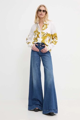 Сорочка Versace Jeans Couture жіноча колір білий regular класичний комір 76HAL2P1 NS459