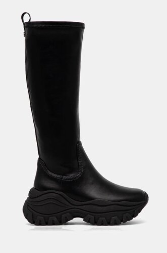 Чоботи Buffalo Lola Stretch Boot Hi жіночі колір чорний на платформі 1220055-BLK