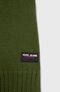 Шарф з домішкою вовни Pepe Jeans колір зелений однотонний