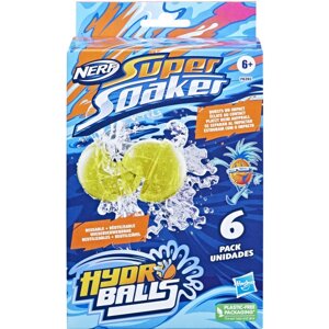 Кульки для бластерів Hasbro NERF Super Soaker Hydro Balls 6-Pack, Reusable Water-Filled Balls (F6393)