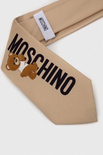 Шовковий галстук Moschino колір бежевий