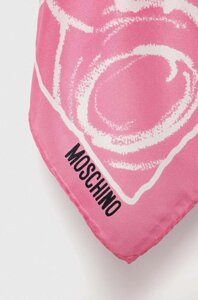 Шовкова кишенькова хустка Moschino колір рожевий