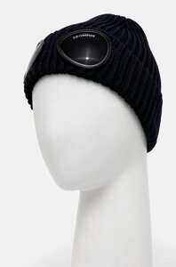 Вовняна шапка C. P. Company Extra Fine Merino Wool Goggle Beanie колір зелений вовна 17CMAC122A005509A