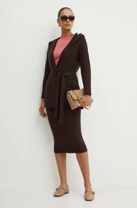 Вовняна спідниця Max Mara Leisure колір коричневий midi олівець 2426306018600