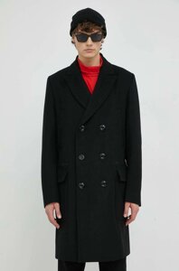 Вовняне пальто G-Star Raw колір чорний перехідне двобортне