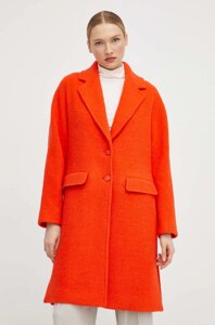 Вовняне пальто Patrizia Pepe колір помаранчевий перехідне