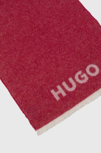 Вовняний шарф HUGO колір рожевий візерунок