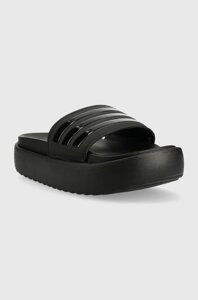 Шльопанці adidas Adilette жіночі колір чорний на платформі