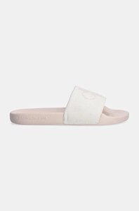 Шльопанці Calvin Klein Jeans SLIDE MONOGRAM CO жіночі колір бежевий YW0YW00103