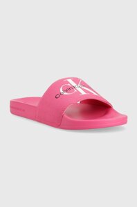 Шльопанці Calvin Klein Jeans SLIDE MONOGRAM CO жіночі колір рожевий YW0YW00103