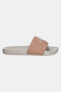 Шльопанці Calvin Klein Jeans SLIDE MONOGRAM WMNS жіночі колір бежевий YW0YW01835