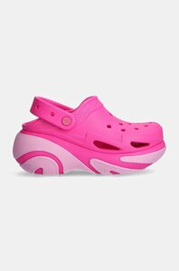 Шльопанці Crocs Bubble Crush Clog жіночі колір рожевий на платформі 210061