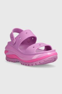 Шльопанці Crocs Classic Mega Crush Sandal жіночі колір фіолетовий на платформі 207989