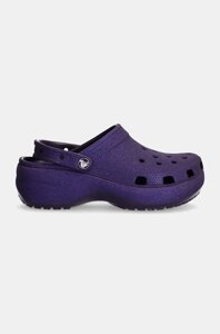 Шльопанці Crocs Classic Platform Glitter Clog W жіночі колір фіолетовий на платформі 207241