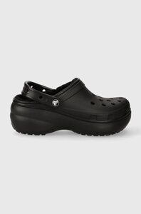 Шльопанці Crocs Classic Platform Lined Clog жіночі колір чорний на платформі 207938