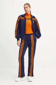 Спортивні велюрові штани adidas Originals 70s Velour Track Pant колір синій з аплікацією JN8290