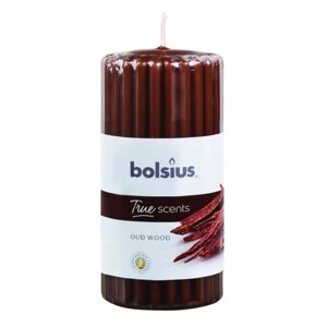 Свічка декоративна Bolsius ребриста 120/58 аромат Агарове дерево (266770)