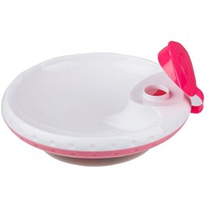 Тарілка для малюка BabyOno з присоскою і підігрівачем їжі рожева (1070/02)