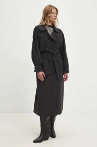 Тренч Answear Lab жіночий колір чорний перехідний oversize