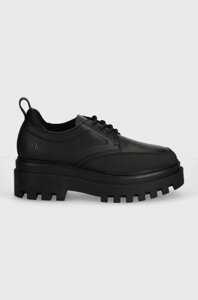 Туфлі calvin klein jeans flatform laceup DERBY MG MTL жіночі колір чорний на платформі YW0yw01502