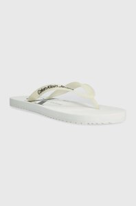 В'єтнамки Calvin Klein Jeans BEACH SANDAL MONOLOGO TPU жіночі колір білий на плоскому ходу