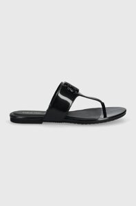 В'єтнамки calvin klein jeans FLAT sandal SLIDE toepost MG MET жіночі колір чорний на плоскому ходу YW0yw01342