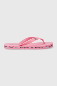 В'єтнамки Chiara Ferragni Flip-Flop Logomania жіночі колір рожевий на плоскому ходу CF2813_012