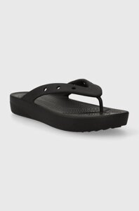 В'єтнамки Crocs Classic Platform Flip W жіночі колір чорний на платформі 207714.001-BLACK