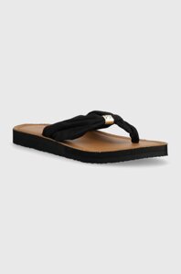 В'єтнамки Tommy Hilfiger TH ELEVATED BEACH SANDAL жіночі колір чорний на плоскому ходу FW0FW06985