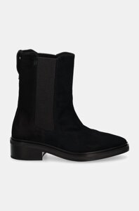 Замшеві черевики Calvin Klein HEEL CHELSEA BOOT 30 SUE жіночі колір чорний на плоскому ходу HW0HW02191