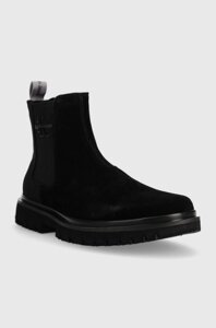 Замшеві черевики Calvin Klein Jeans EVA MID CHELSEA BOOT SUEDE чоловічі колір чорний YM0YM00764