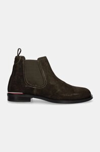 Замшеві черевики tommy hilfiger CORE RWB hilfiger SUEDE chelsea чоловічі колір зелений FM0fm04757