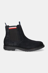 Замшеві черевики tommy hilfiger hilifger outdoor SUEDE chelsea чоловічі колір синій FM0fm05191