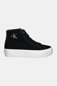 Замшеві кеди calvin klein jeans VULC flatform laceup MID MG S колір чорний YW0yw01584