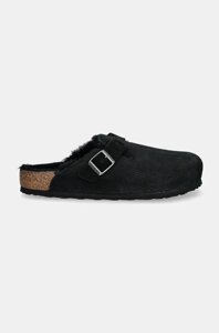 Замшеві шльопанці Birkenstock Boston Corduroy Shearling чоловічі колір чорний 1028326