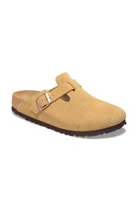 Замшеві шльопанці Birkenstock Boston жіночі колір бежевий 1026164