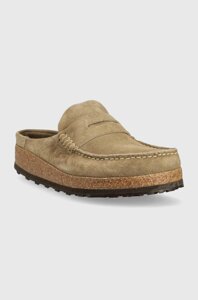 Замшеві шльопанці Birkenstock NAPLES чоловічі колір бежевий 1025003