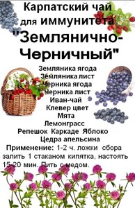 Ягідно-трав'яний збір/чай для зміцнення імунітету "Карпатський сунично-чорничний", 130 грам