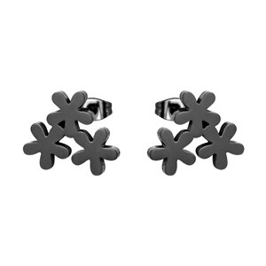 Сережки з нержавіючої медичної сталі з емаллю "Три квіточки"