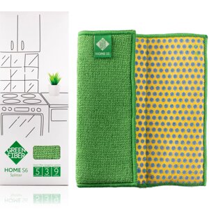 Спонж GreenWay Green Fiber HOME S6, для кухні SPLITTER зелений, потрійний 2х стор., scrub+08039)