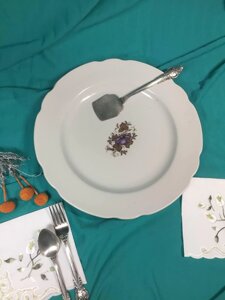 Тарілка блюдо фарфорова біла з квіткою Ø30см. Вінтаж Н218