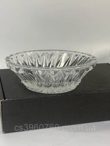 Кришталева цукерниця / салатник / креманка кругла часів СРСР Н1515 різьблений візерунок Елегантна вінтажна цукерниця з