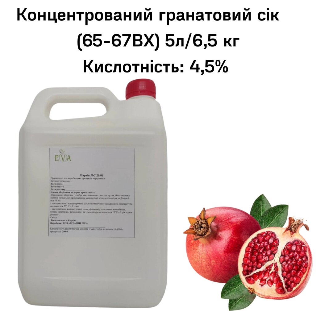 Концентрований гранатовий сік (65-67 ВХ) каністра 5л/6,5 кг від компанії NPRO - фото 1