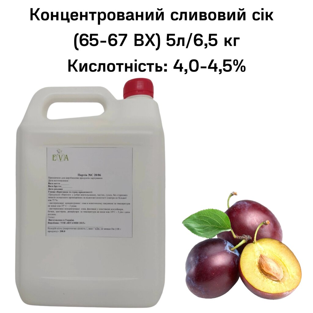 Концентрований сік сливовий (65-67 ВХ) каністра 5л/6,5 кг від компанії NPRO - фото 1